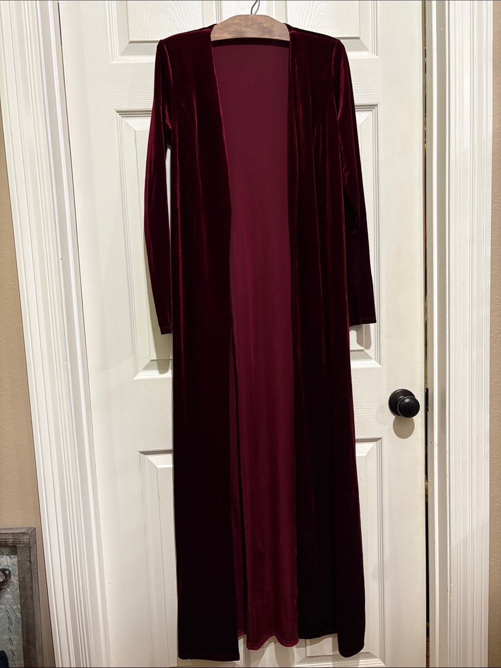 naked wardrobe Burgundy Velvet Maxi Duster